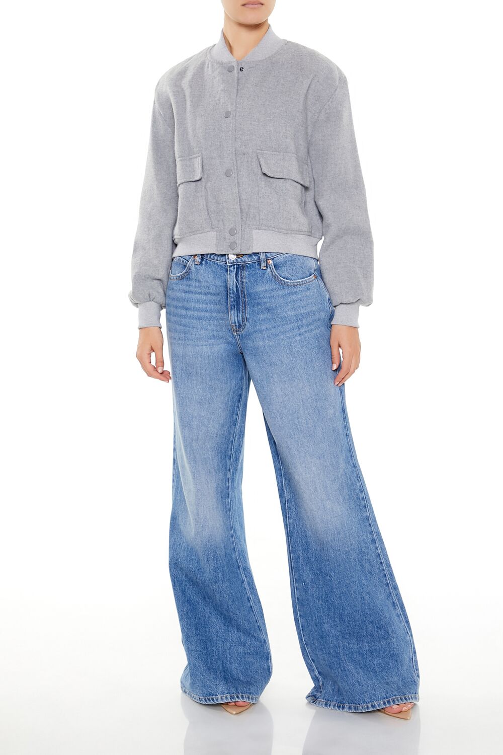 Button-Front Bomber Jacket