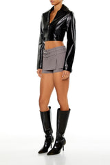 Buckled Pinstriped Micro Mini Skort
