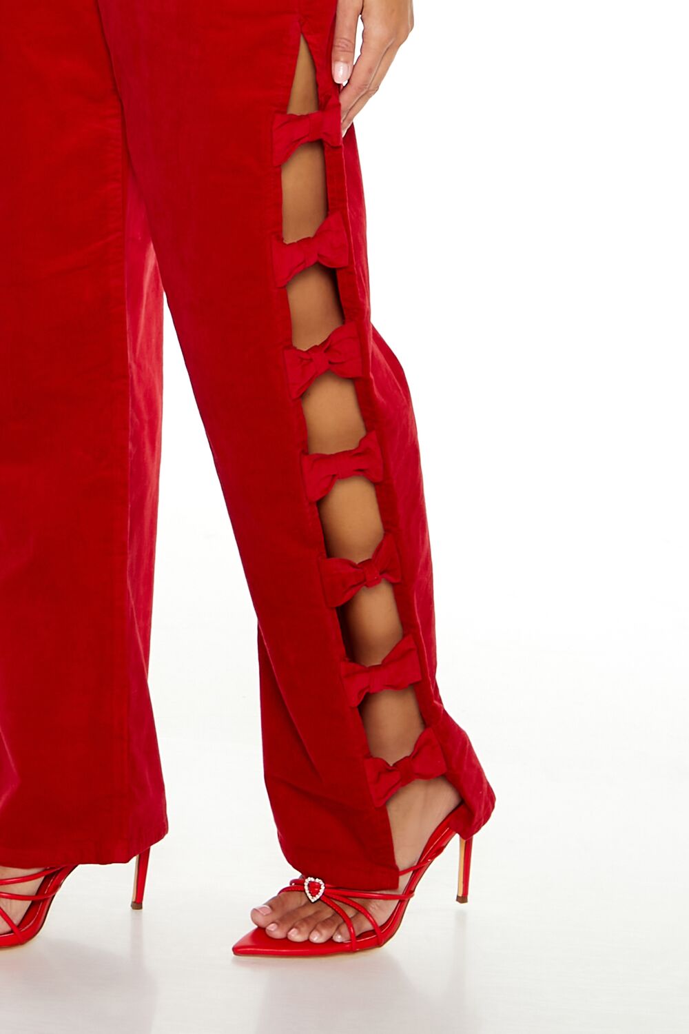 Bow Velvet Cutout Pants