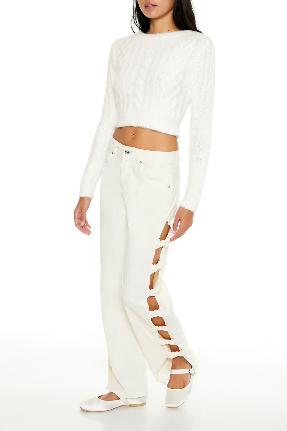 Bow Velvet Cutout Pants