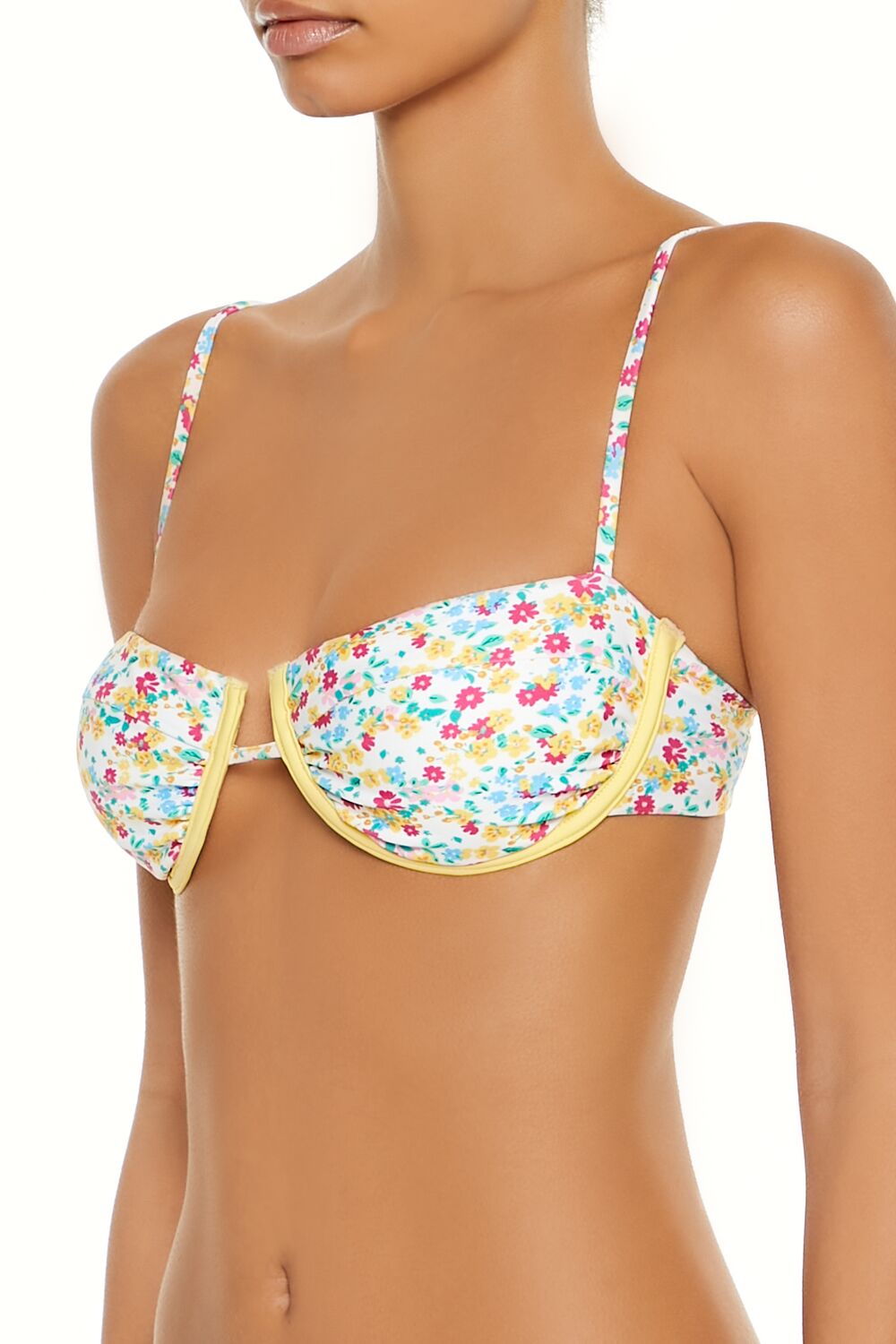 Bright Floral Contrast Underwire Bikini Top