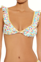 Bright Floral Ruffle Bralette Bikini Top