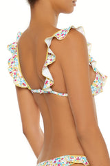 Bright Floral Ruffle Bralette Bikini Top