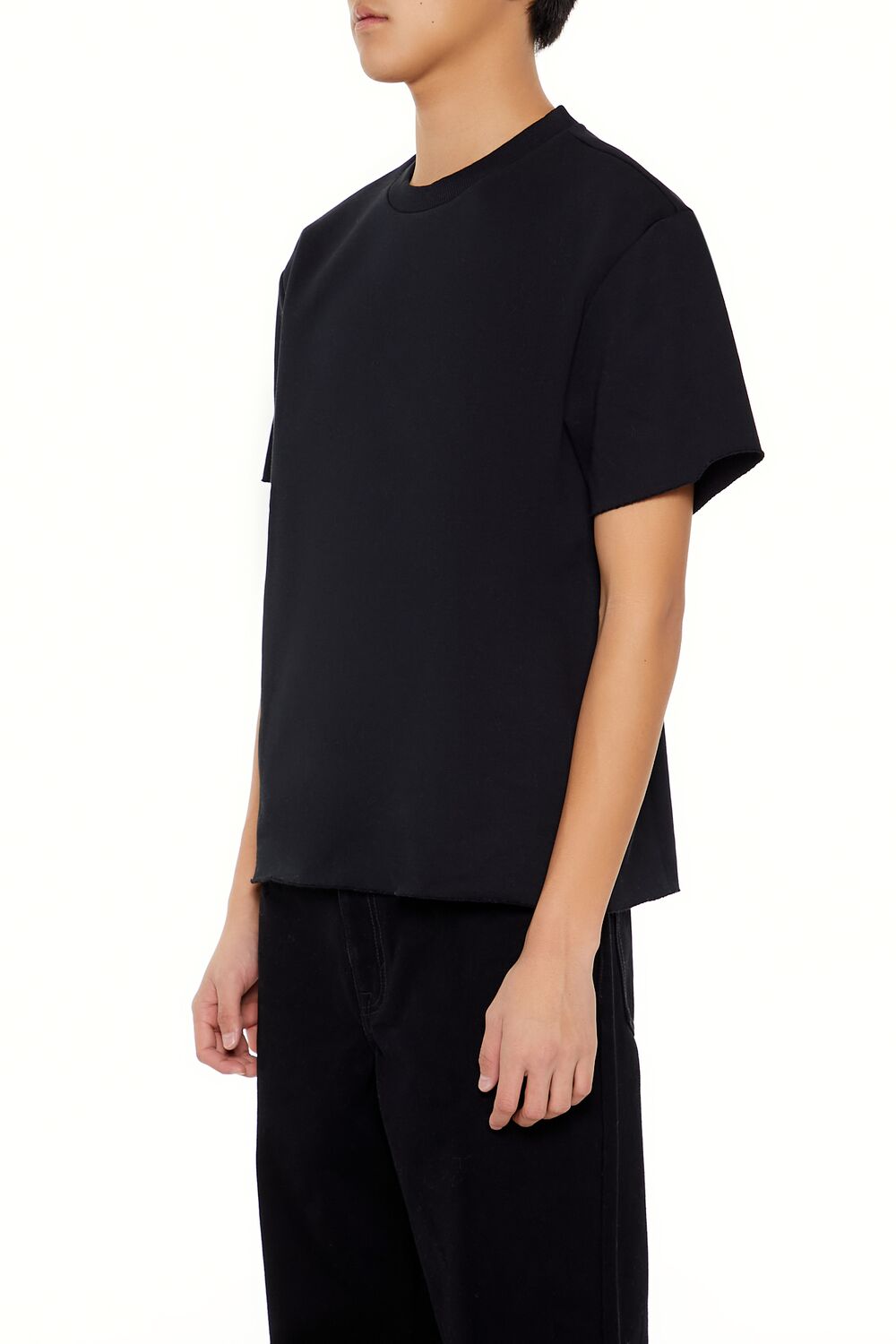 Athletic Cropped Short-Sleeve Raw-Cut Tee