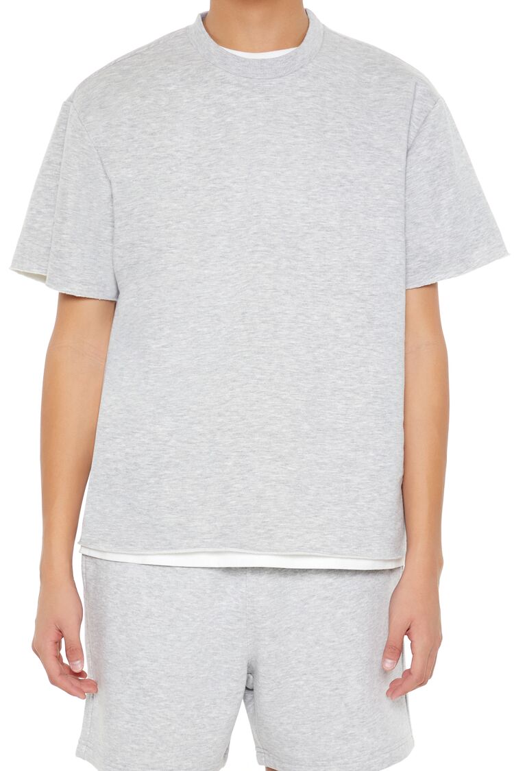 Athletic Cropped Short-Sleeve Raw-Cut Tee