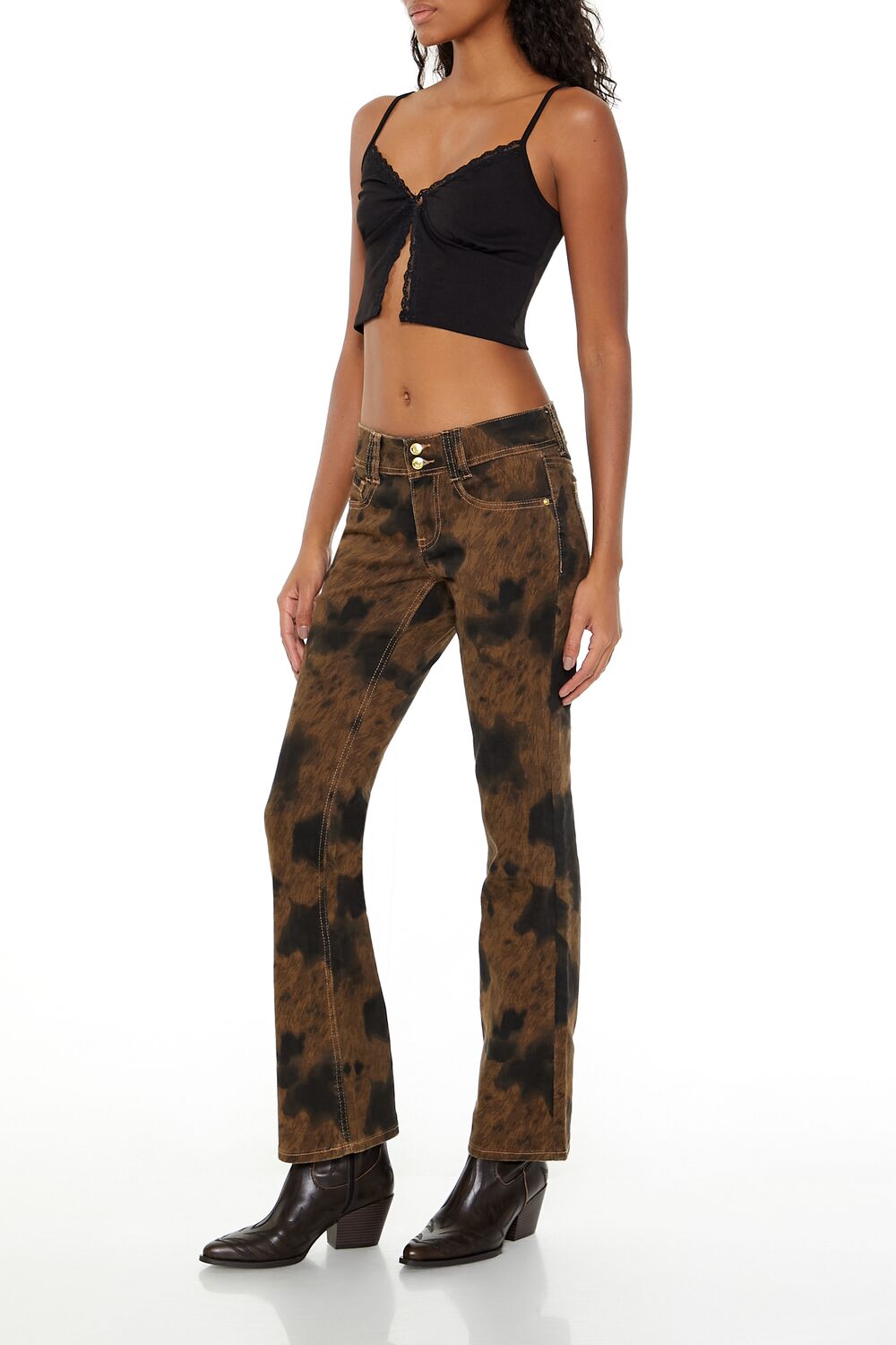 Bleach Dye Bootcut Pants