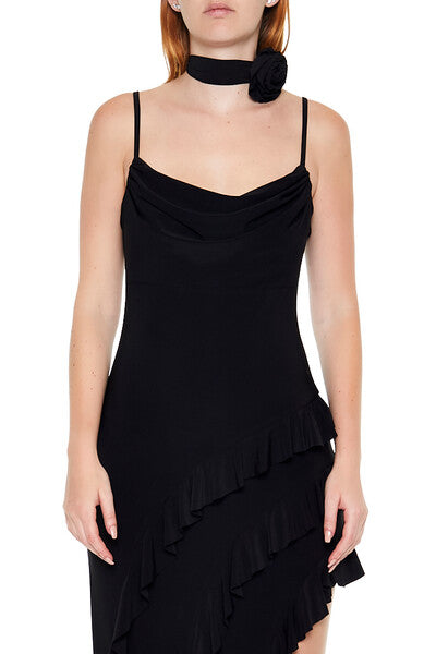 Asymmetrical Ruffle Maxi Dress