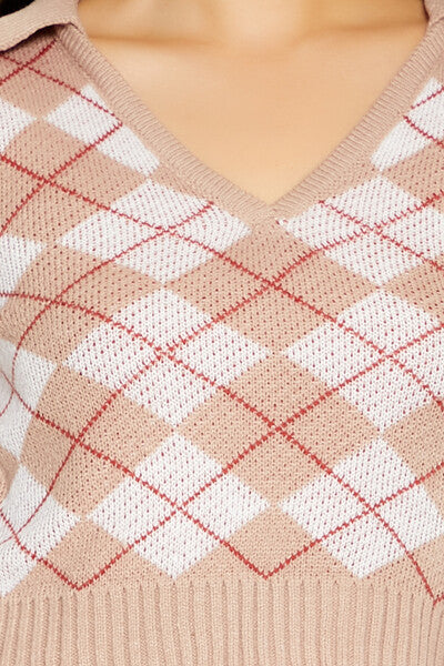 Argyle Cropped Sweater